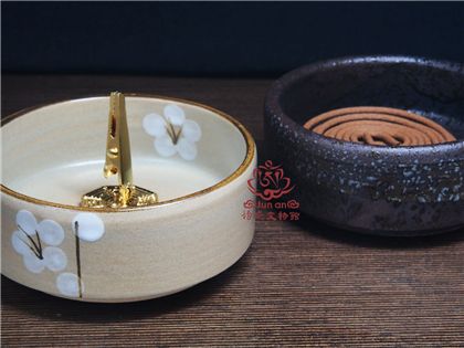 可疊式陶香盤(花.黑色)