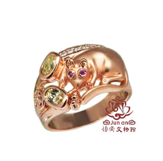 綠寶招財吐寶鼠戒指